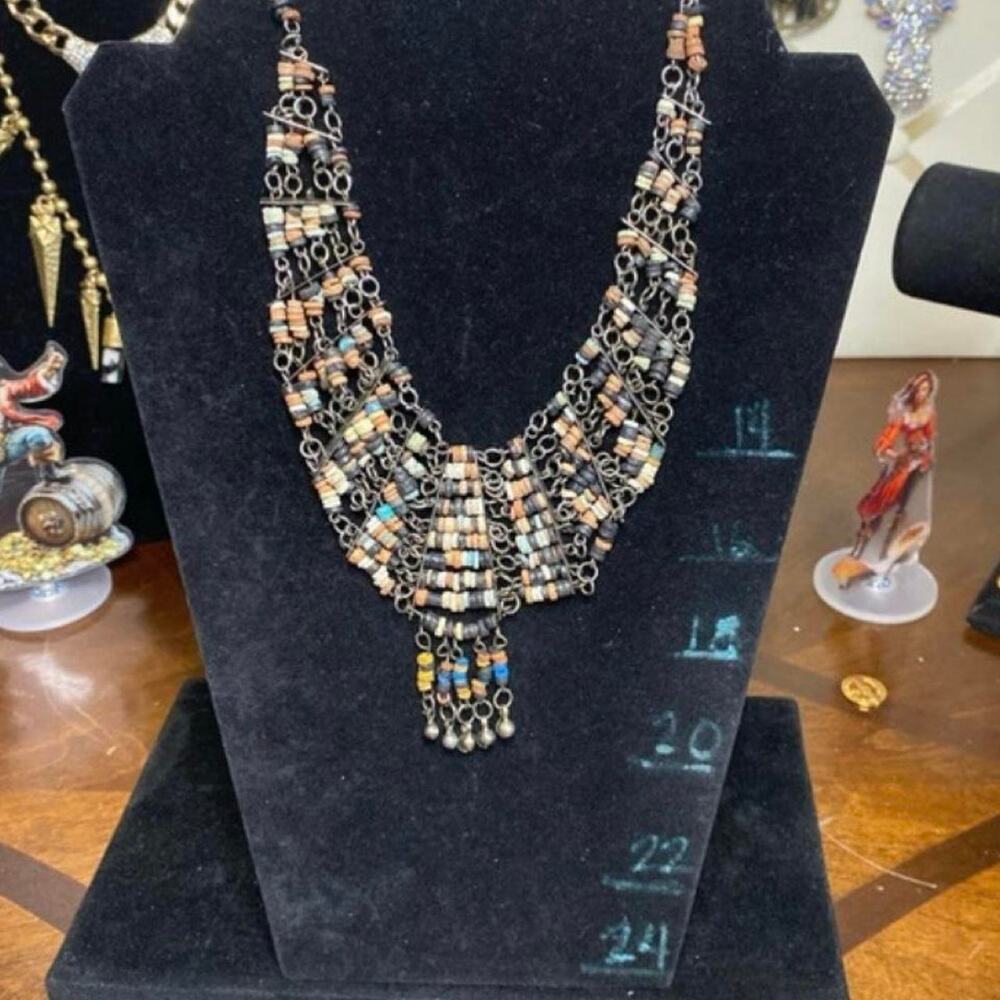 BEAUTIFUL Multi colored beaded bib necklace from Egyptian auction
